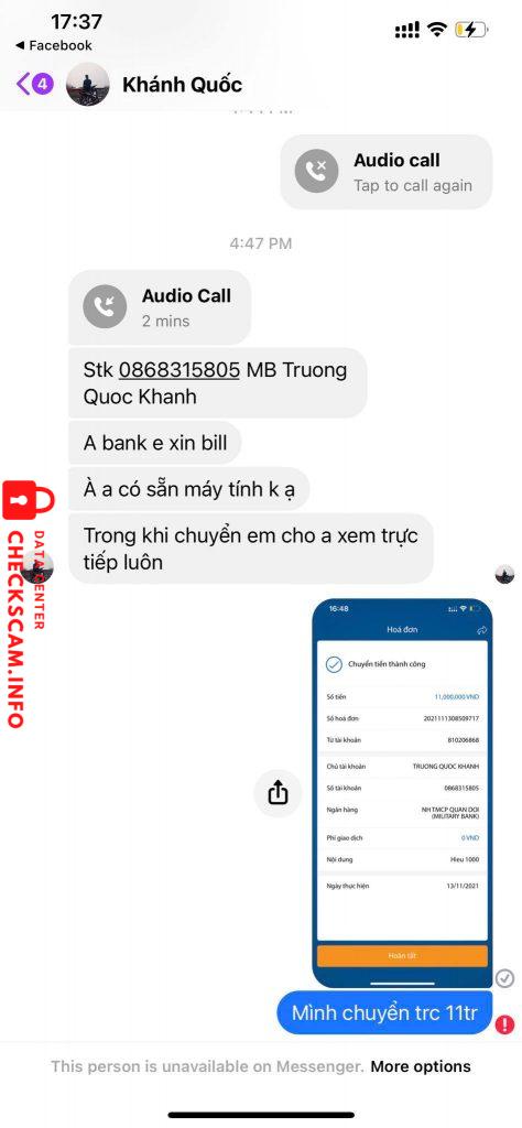 Evidence against Trương Quốc Khánh