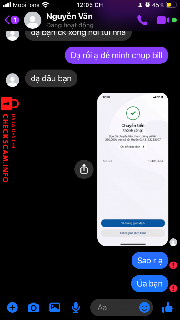 Evidence against Vân nguyễn