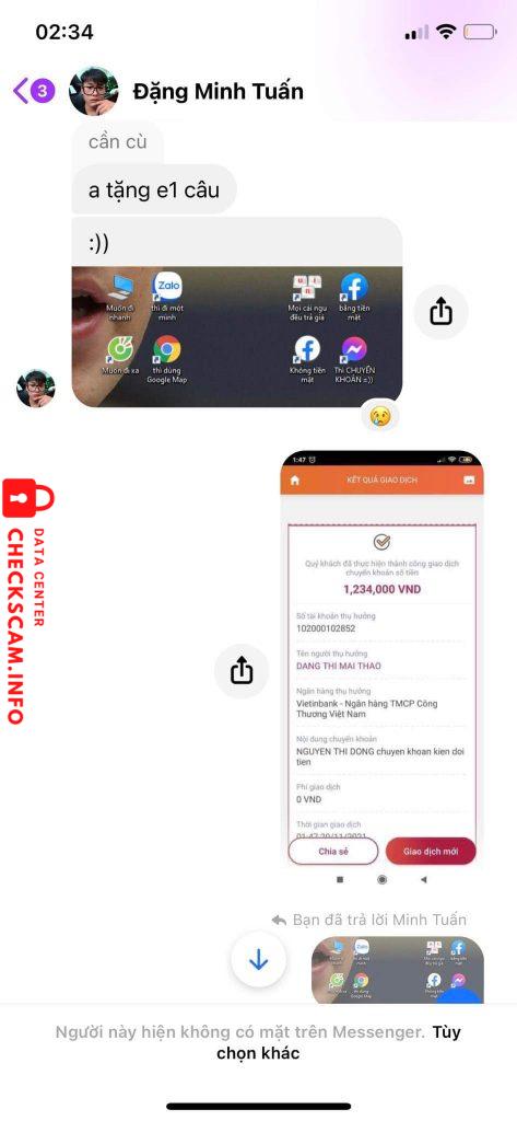 Evidence against Dang Thi Thao Mai