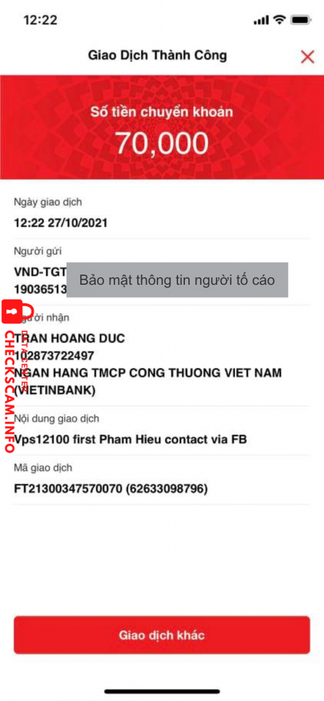 Evidence against Trần Hoàng Đức