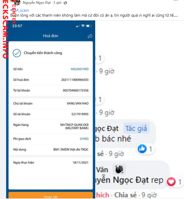 Evidence against Vang Van Hao
