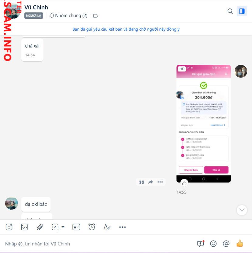Evidence against Trần Vũ Chinh