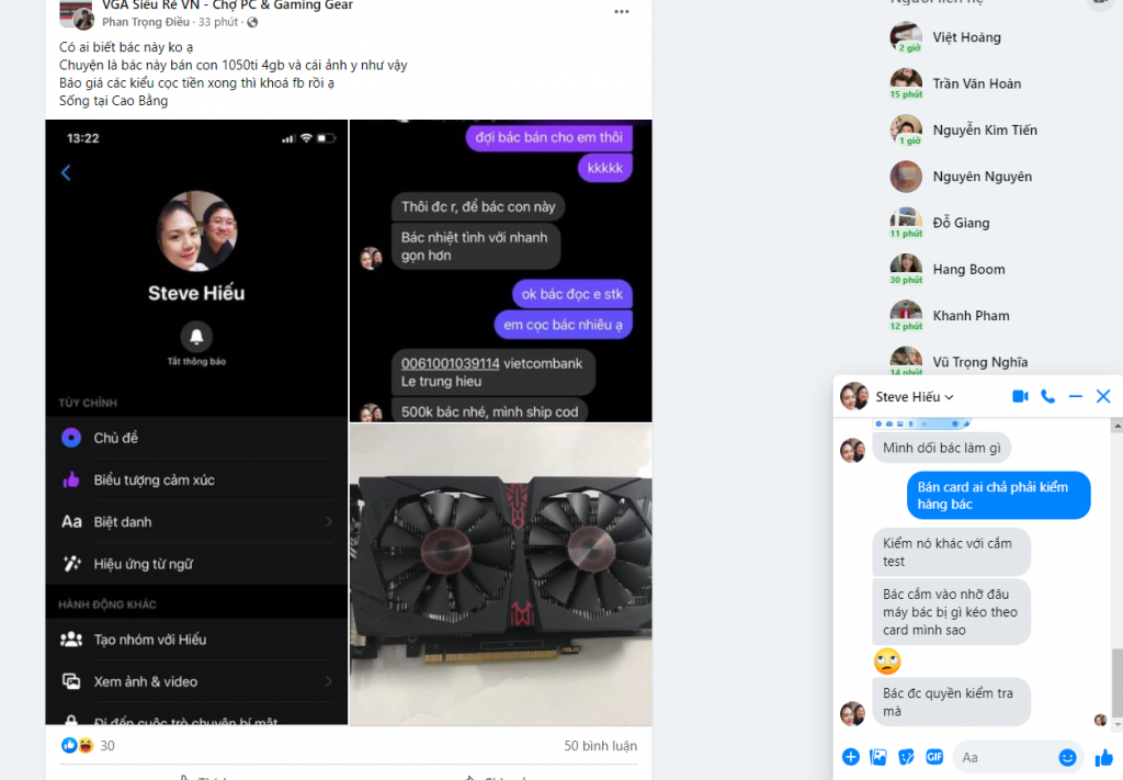 Evidence against Le Trung Hieu