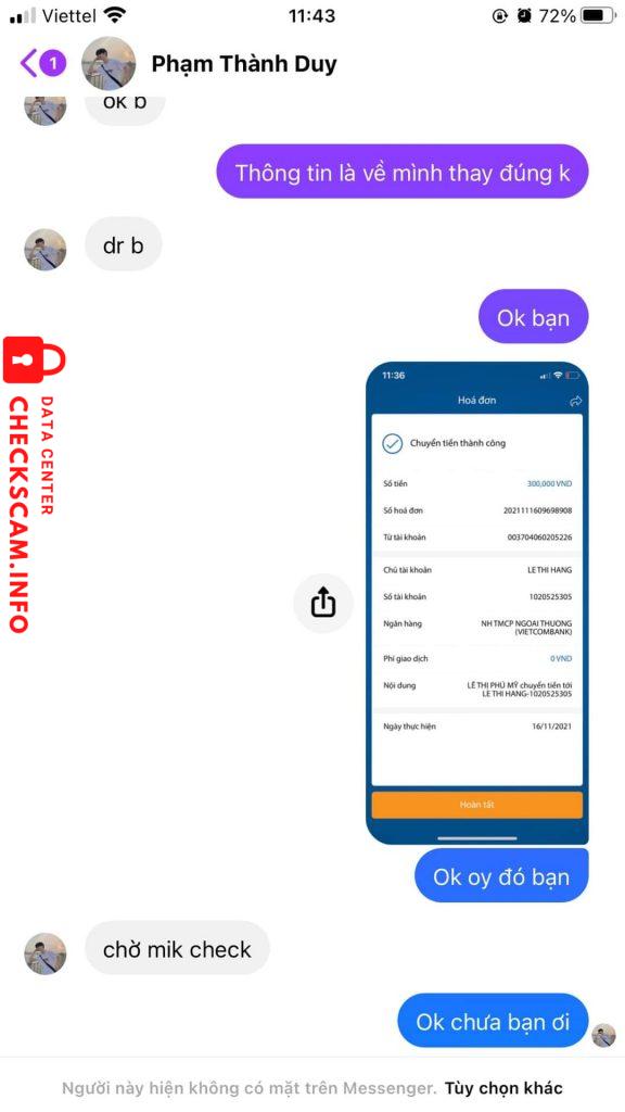 Evidence against Le Thi Hamh