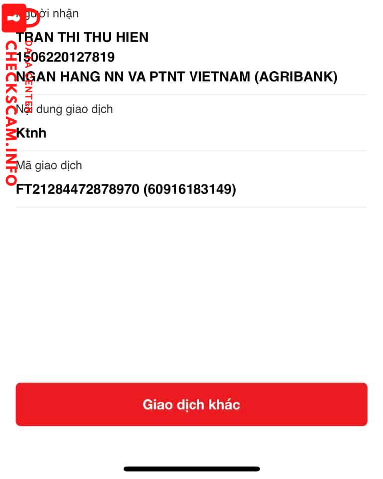 Evidence against Tran Thi Thu Hien