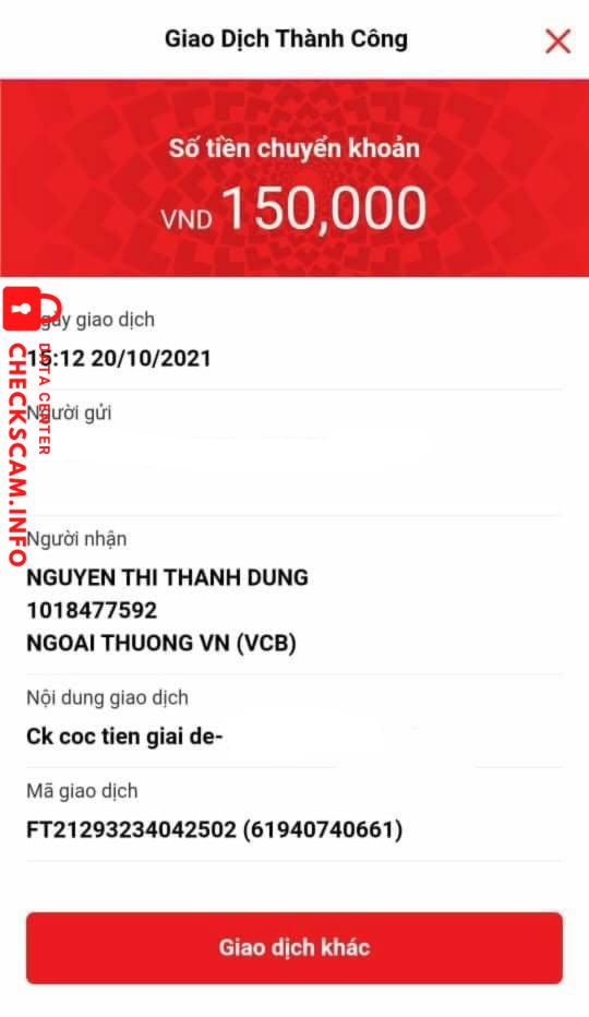 Evidence against Nguyễn Thị Thanh Dung