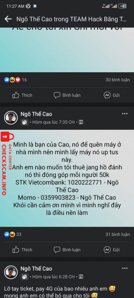 Evidence against Ngô Thế Cao