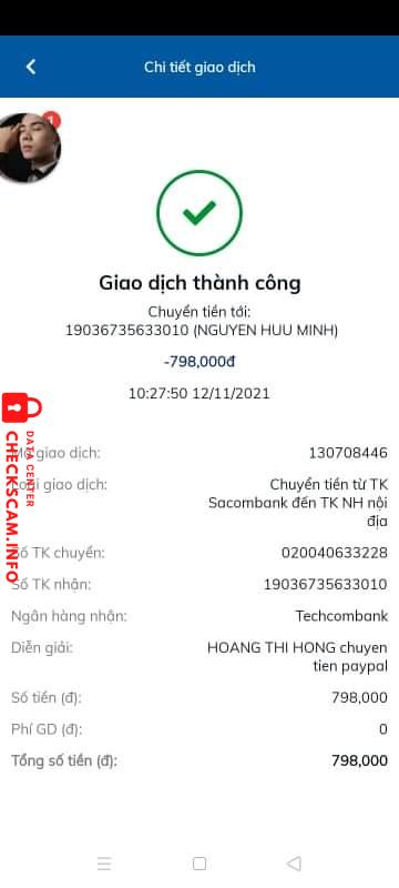 Evidence against Nguyễn Hữu Minh