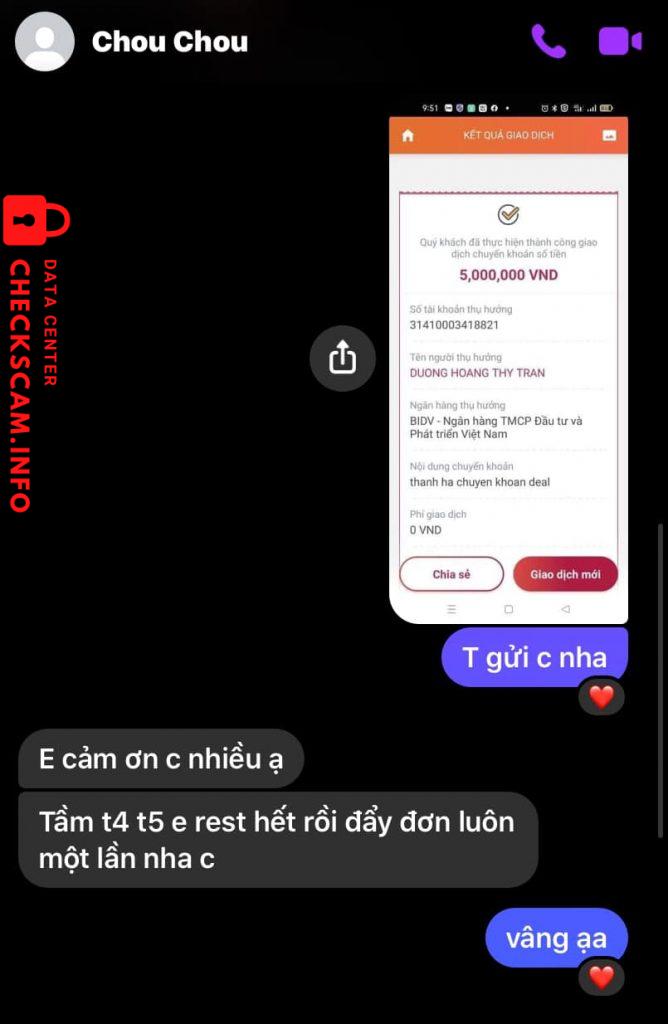 Evidence against Duong Hoang Thy Tran