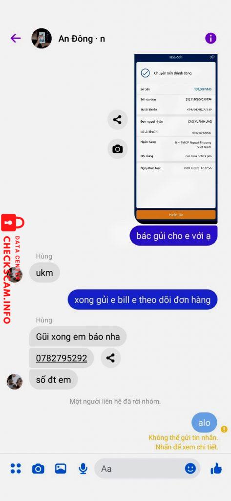 Evidence against Cao Xuan Hung