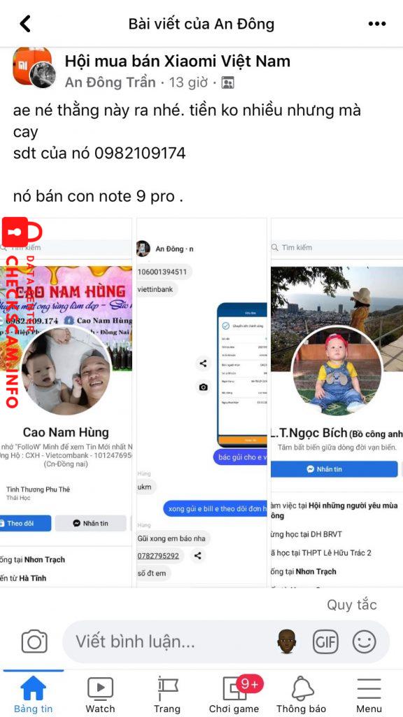 Evidence against Cao Xuan Hung