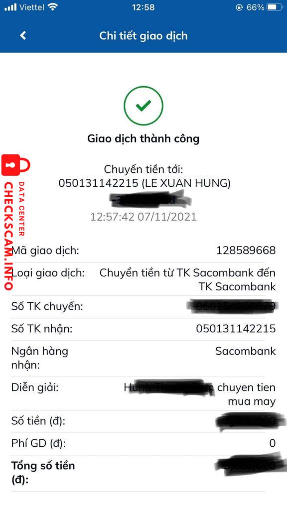 Evidence against Le Xuan Hung
