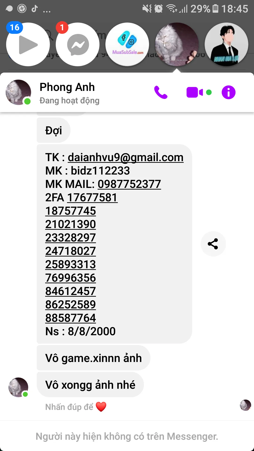 Evidence against Đặng Anh Phong