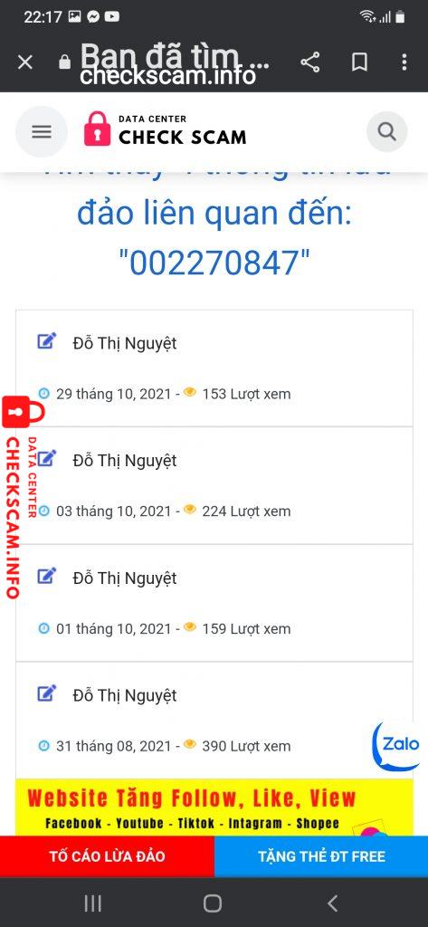 Evidence against Đổ Thị Nguyệt