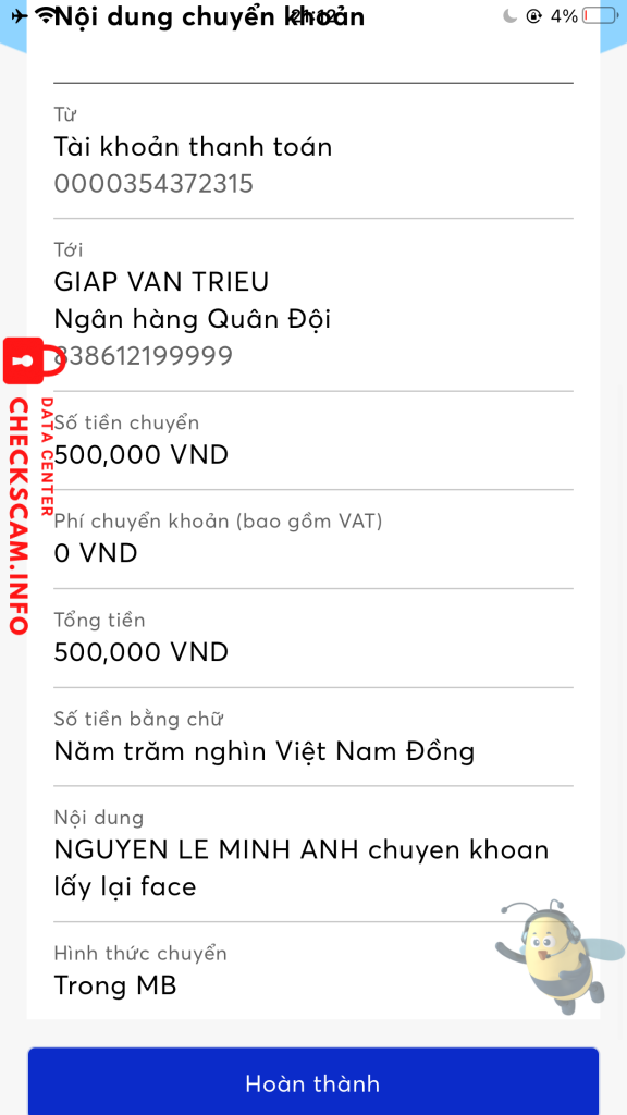 Evidence against Giap Van Trieu