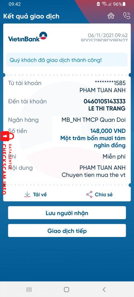 Evidence against Lê Thị Trang