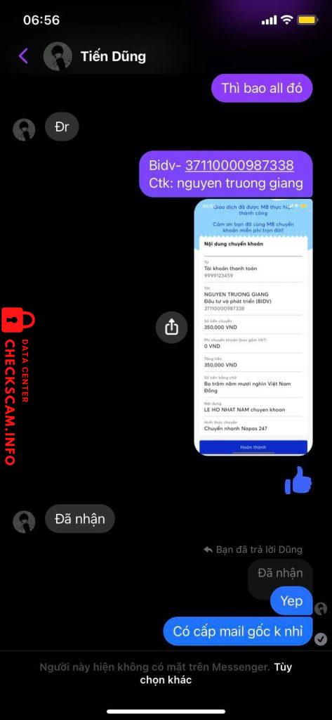Evidence against Nguyễn Trường Giang