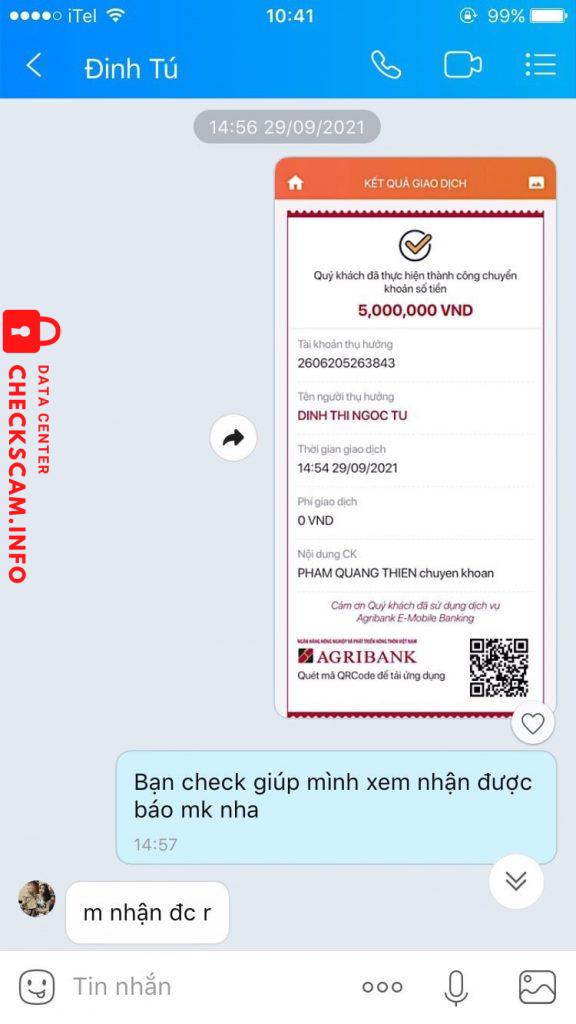 Evidence against Dinh Thi Ngoc Tu