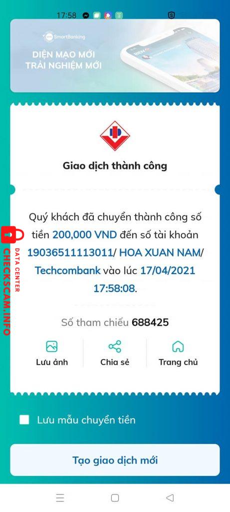 Evidence against Hoa Xuan Nam