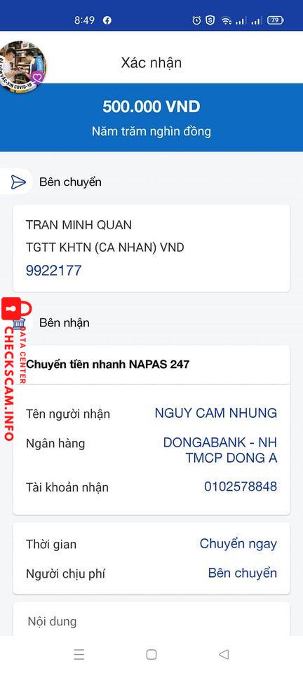 Evidence against Nguy Cam Nhung