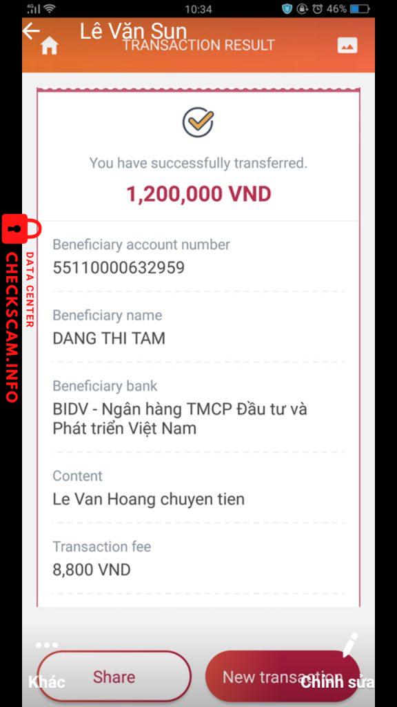 Evidence against Dang Thi Tam