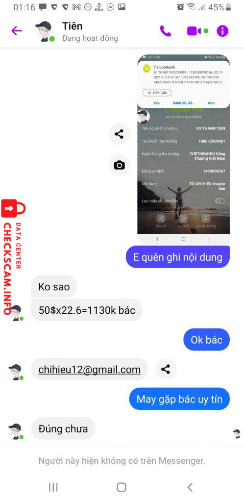 Evidence against Võ Thành Tiến