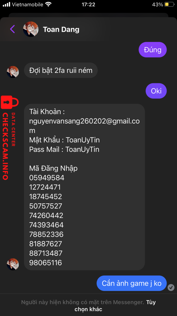 Evidence against Toan Dang