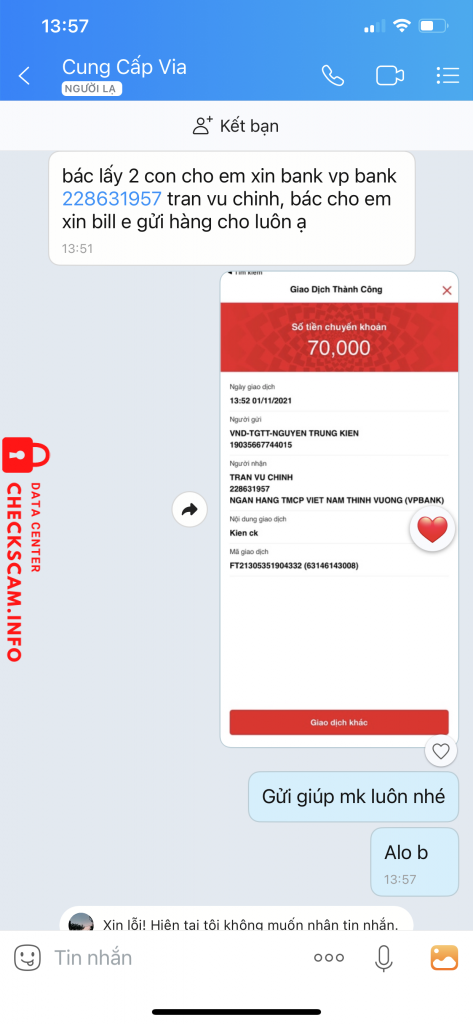 Evidence against Tran Vu Trinh