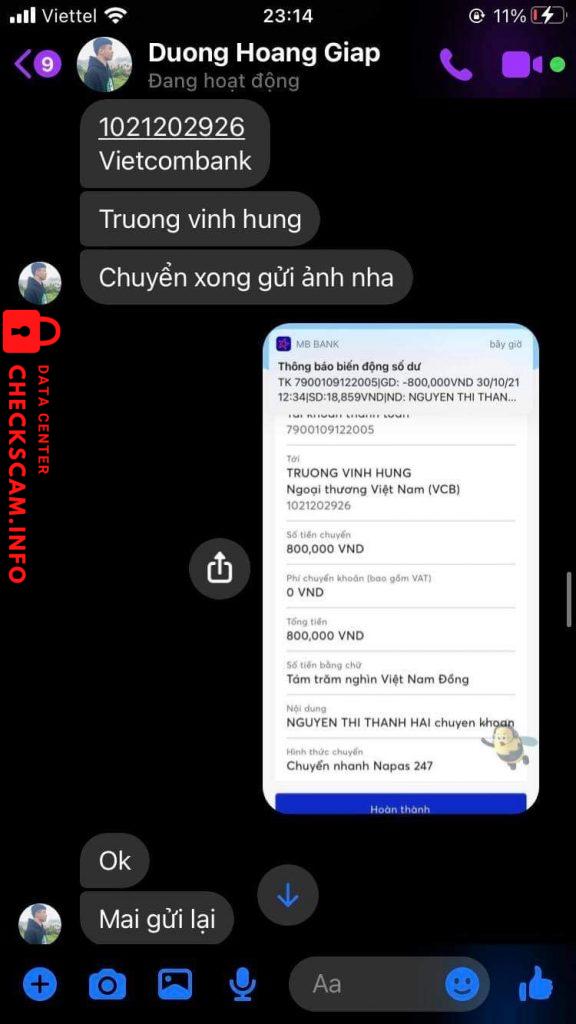 Evidence against Truong Vinh Hung