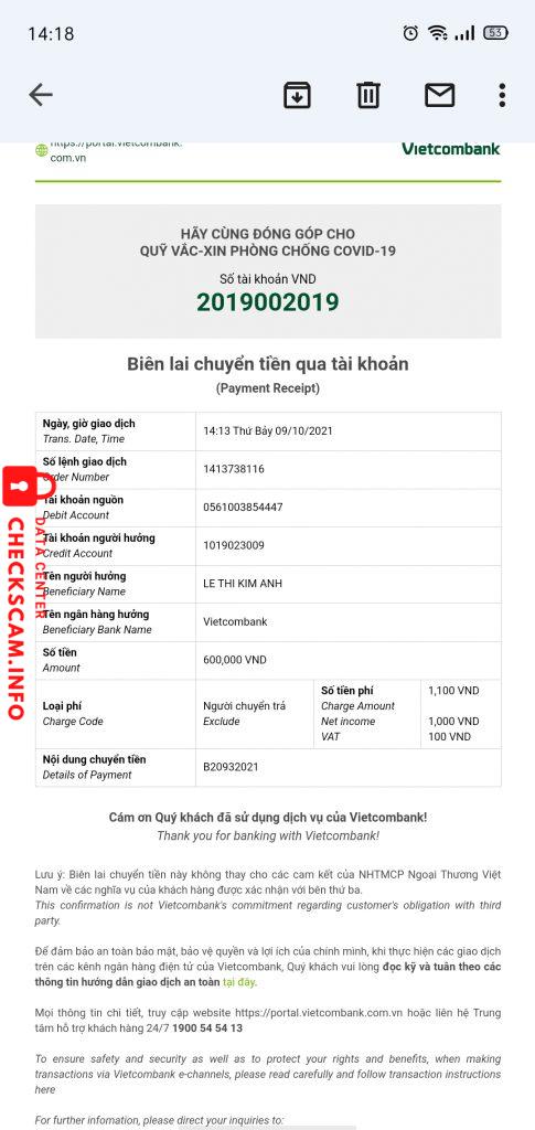 Evidence against Lê Thị Kim Anh