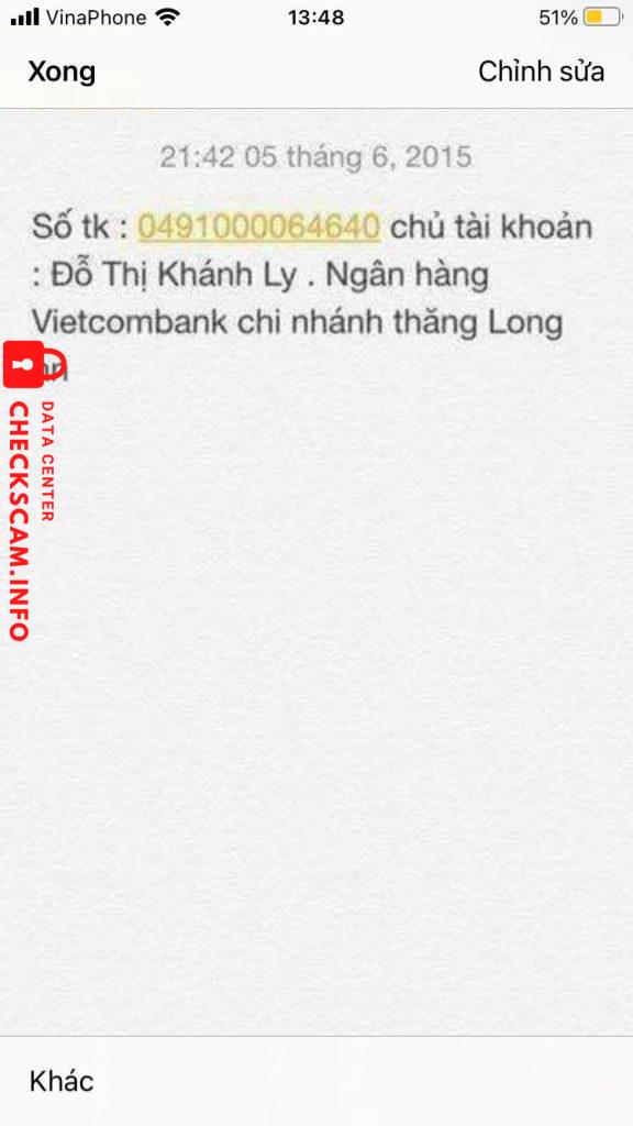 Evidência contra Đỗ Thị Khánh Ly