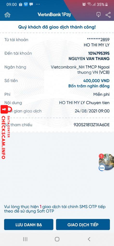 Evidência contra Nguyễn Văn Thắng