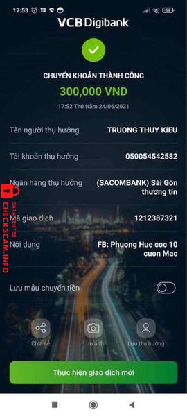 Evidencia contra Trương Thúy Kiều