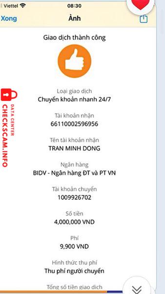 Evidencia contra Tran Minh Dong