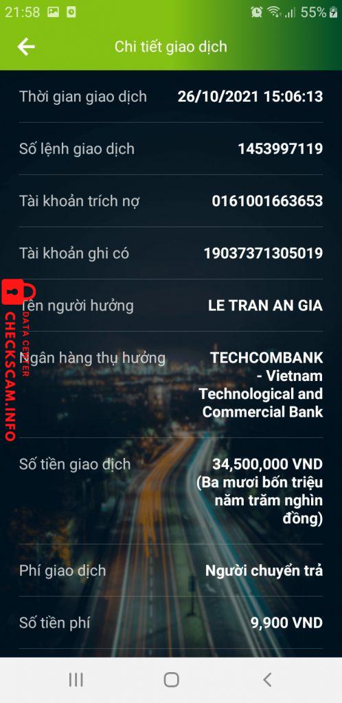 Αποδεικτικά στοιχεία κατά Le Tran An Gia
