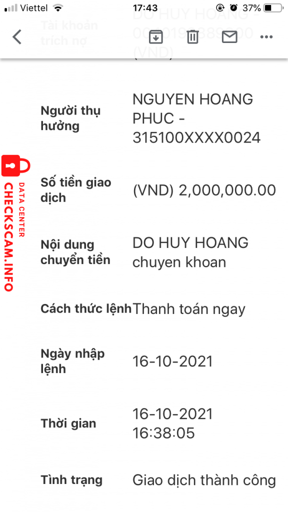 Evidencia contra Nguyễn Hoàng Phúc