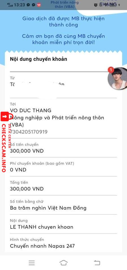 Evidencia contra Vo Duc Thang