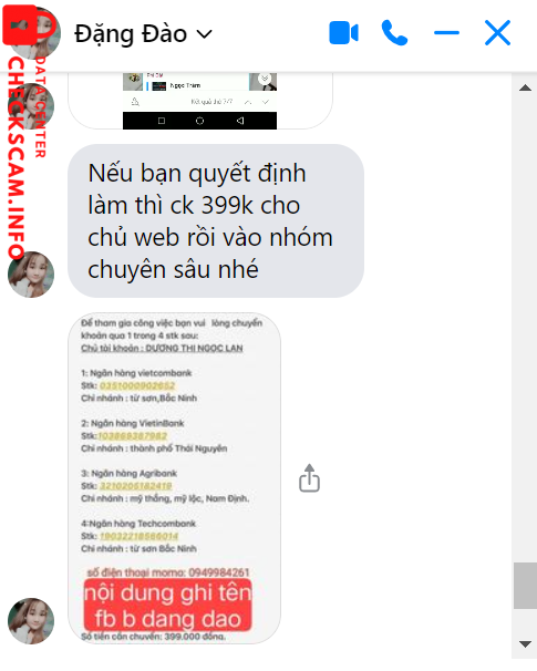 Preuves contre Duong Thi Ngoc Lan