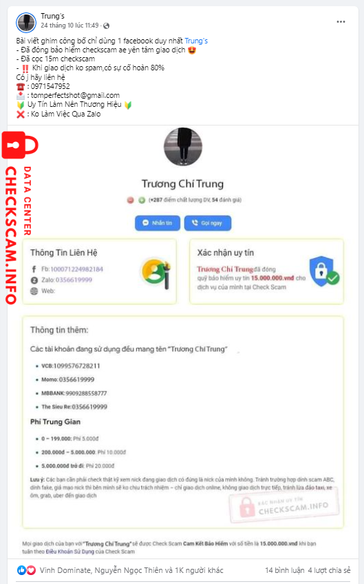 Evidence against Trương Chí Trung