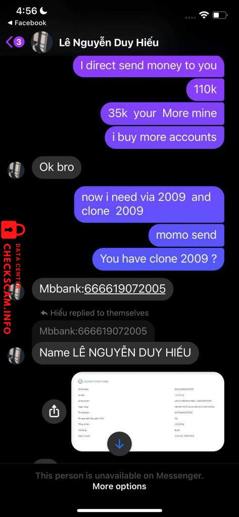 Evidência contra Lê Nguyễn Duy Hiếu