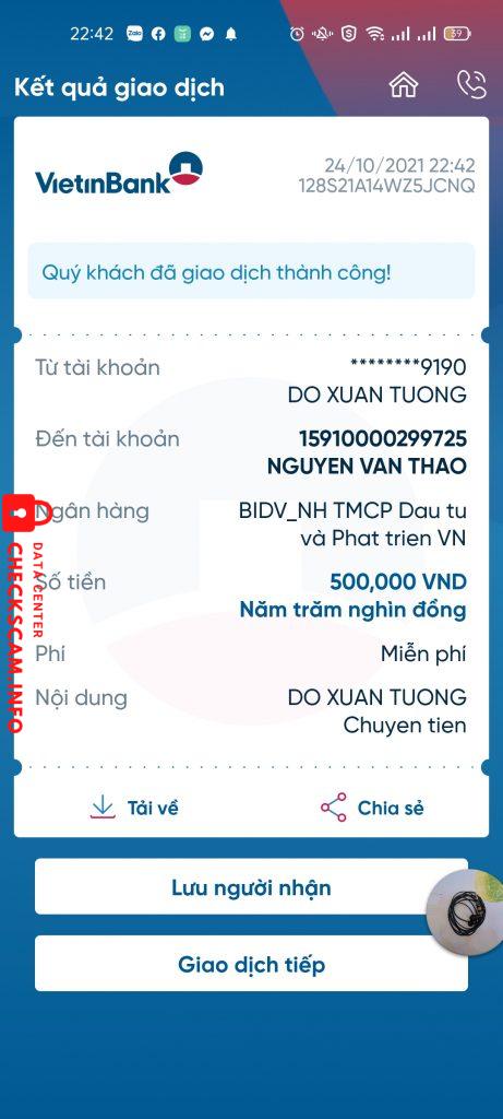 Evidência contra Nguyen Van Thao