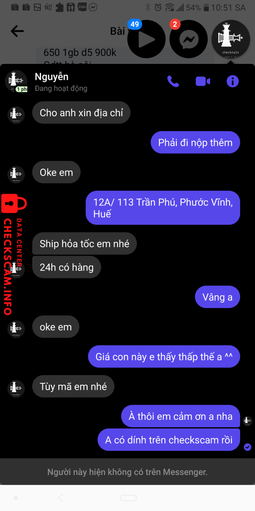 Evidência contra Nguyễn Phúc Huy