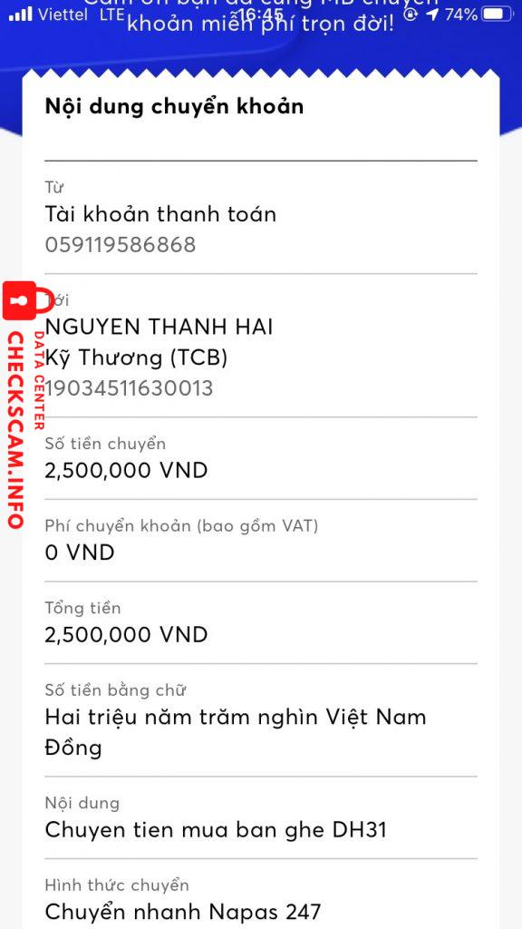 Evidência contra Nguyen Thanh Hai