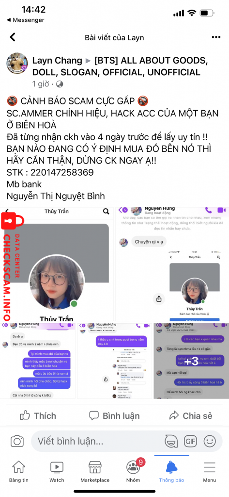 Evidence against Nguyen Thi Nguyet Binh