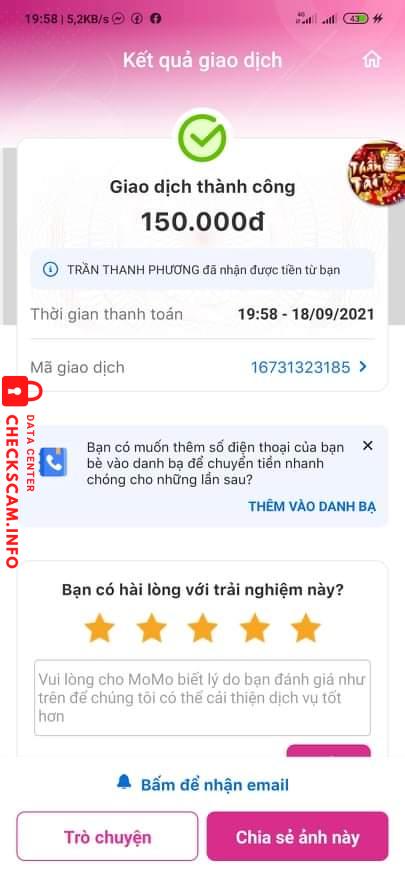Evidence against Nguyễn Đức Khánh ( Momo HOA CHUOT )