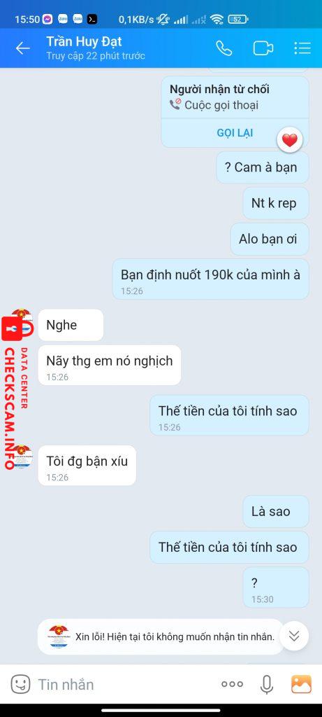 Evidence against Trần Huy Đạt