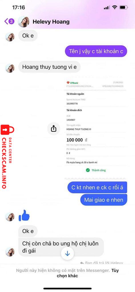 Evidência contra Hoang Thuy Tuong Vy