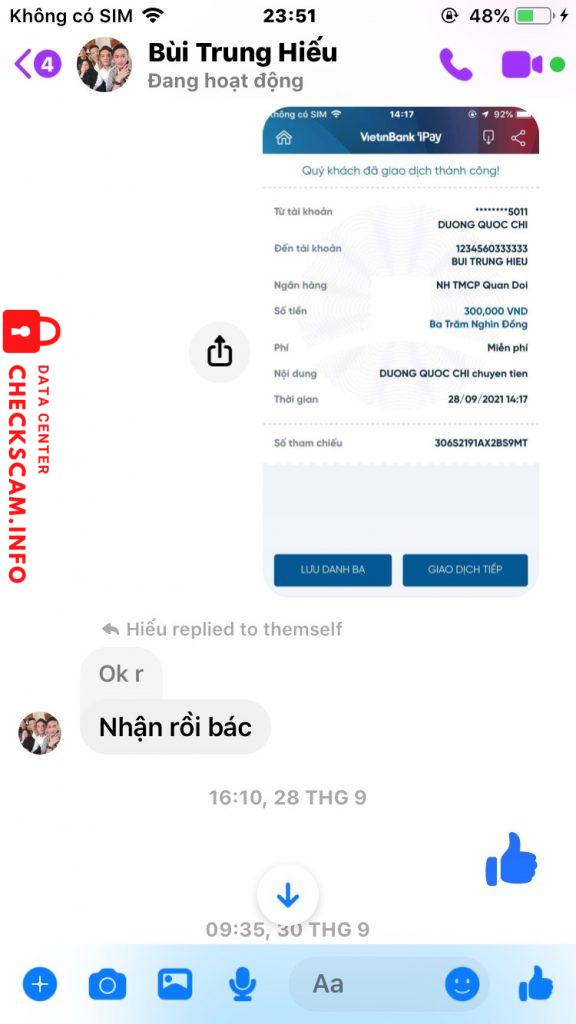 Αποδεικτικά στοιχεία κατά Bùi Trung Hiếu