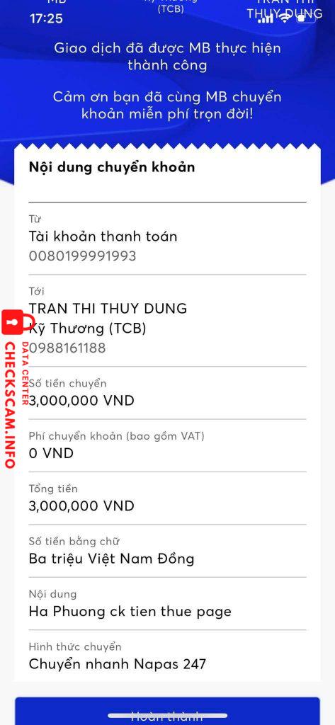 Αποδεικτικά στοιχεία κατά Trần Thị Thùy Dung