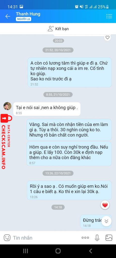 Evidência contra Thanh Hung